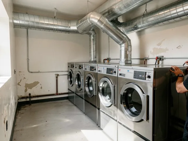 Davidson Dryer Vent Cleaning team performing large-scale commercial dryer vent cleaning in Davidson