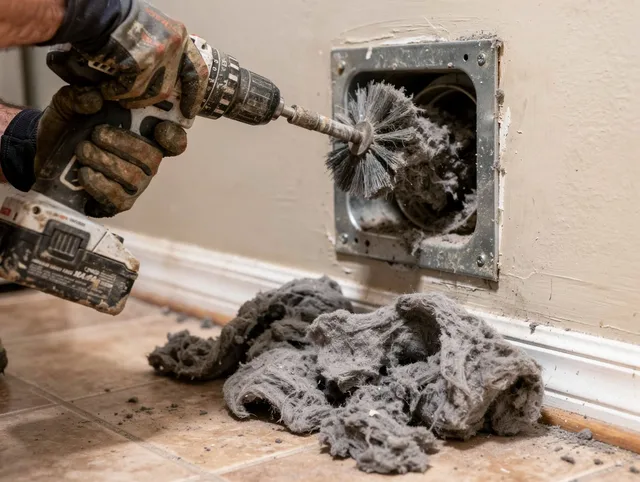 Certified Davidson Dryer Vent Cleaning technician performing dryer vent cleaning in Davidson